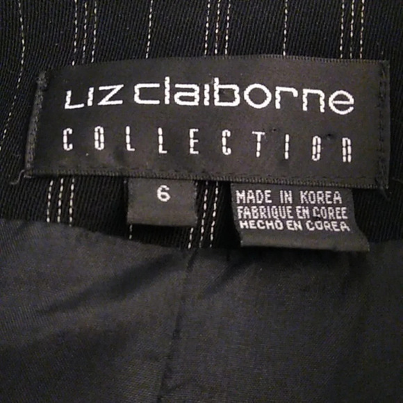 Liz Claiborne Collection black, silver pinstripe, pockets, blazer jacket - Picture 8 of 10